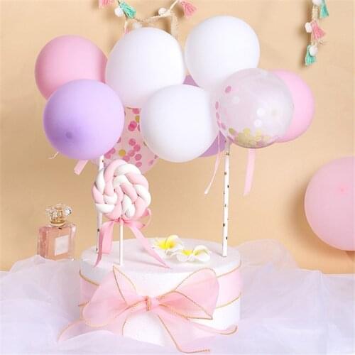 Creative 5 Inch Balloon Cake Topper Cloud Shape Confetti Balloon Cake Topper Birthday Party decor Baby Shower Wedding Decoration