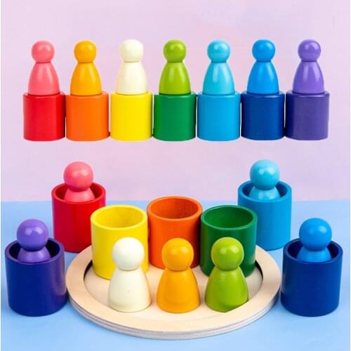 Wooden Rainbow Arched Blocks Natural Wood Blocks Kids Montesori Toys Stacking Balance Jenga Game Educational Toys for Children