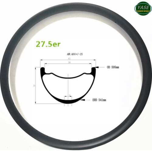 650B moution bicycle carbon rim 45mm width 30mm depth AM tubeless disc bike wheel matte/glossy 27.5er mtb rim 24H 28H 32H 36H