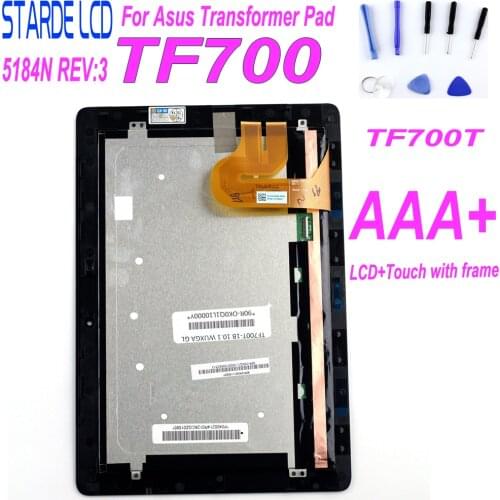 For Asus Transformer Pad TF700 TF700T LCD Display Touch Screen Digitizer Glass Assembly with frame TCP10D47 V0.1 5184N FPC-1