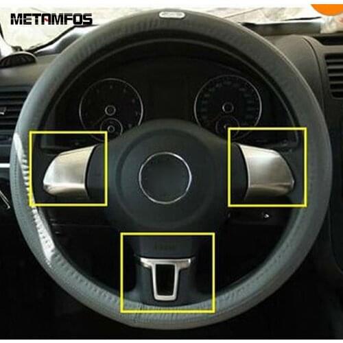 For Volkswagen Golf 6 MK6 2009-2013/Polo 2008-2013 Chrome Car Interior Steering Wheel Cover Trim Decoration Frame Accessories