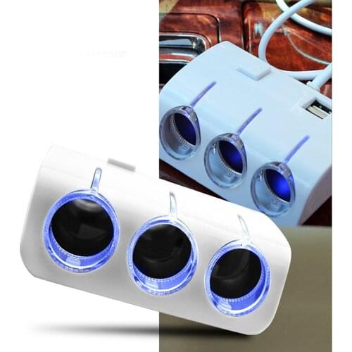 Dual USB Port 3 Way Auto Car Cigarette Lighter Socket Splitter Charger Plug Adapte 120W 5V For All Phone PC