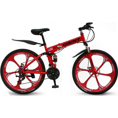 Mountain Folding Bike Bicycle Five Knife 21 Speed 26 Inch Double Shock Absorption Shift One Wheel Adult Men and Women