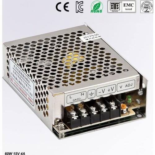Small Volume Single Output mini size Switching power supply 15V 4A ac dc LED smps 60w output Free shipping MS-60-15
