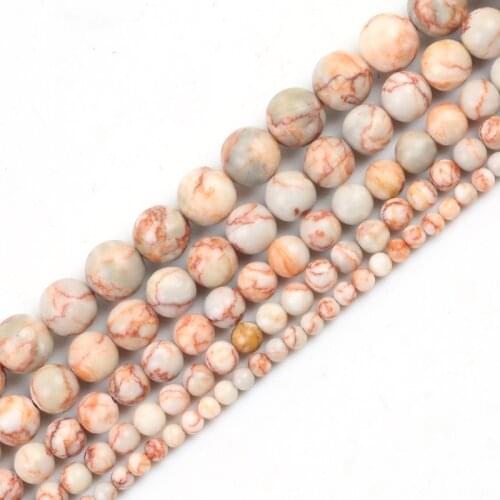 Natural Frosted Red Grid Jaspers Stone Beads Round Loose Spacer Beads For Jewelry Making DIY Bracelet Accessories 15