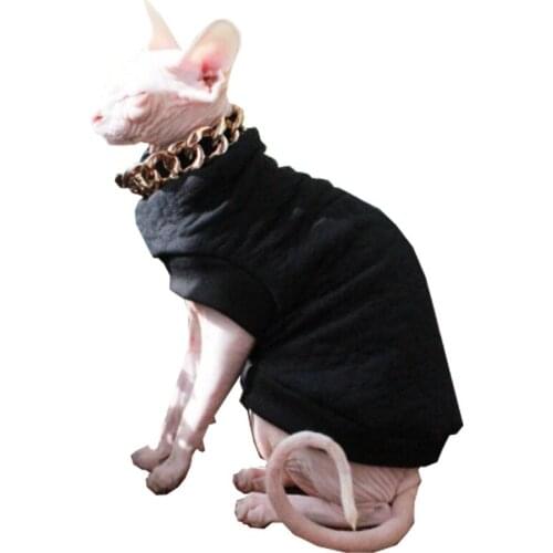 Custom pet spring and autumn winter cotton padded jacket black clip Sphinx thickened casual pet fashion hairless cat clothes