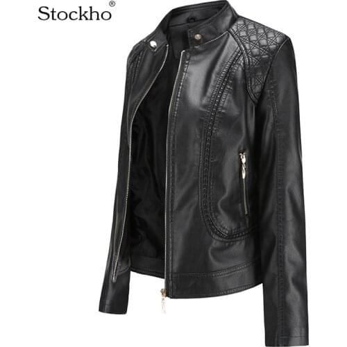 Womens Leather Jacket Spring Autumn Short PU Leather Jacket Fashion Loose Womens Tops Stand-Up Collar Oversized Casual Coat