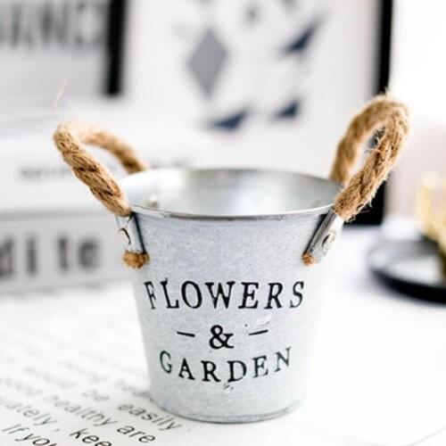 Retro iron sheet iron art flower barrel metal pastoral home decoration creative letter simulation flower pot