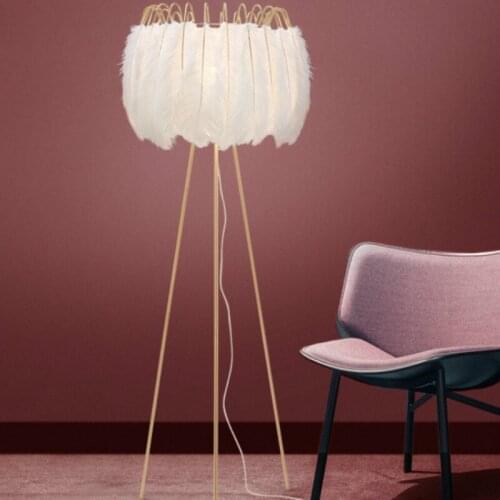 Feather floor lamp ins wind net red Nordic living room minimalist light luxury table lamp bedroom bedside lamp kid lamp LB031418