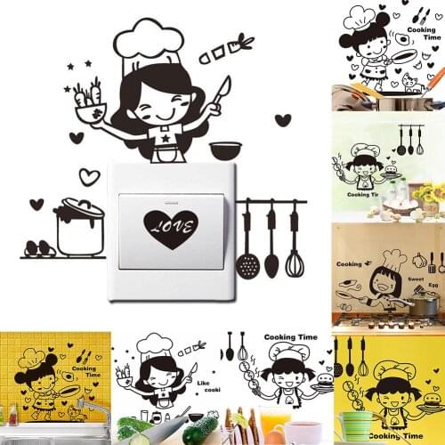 Wall Sticker Cook Kitchen Refrigerator Light Switch Wall Sticker Cute Decal Home Decoration