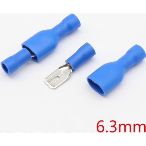 6.3mm blue Female/Male Spade Insulated Electrical Crimp Terminal Connectors