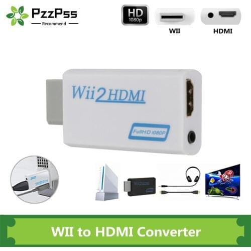 PzzPss WII to HDMI Converter Full HD 1080P WII to HDMI Wii 2 HDMI Converter 3.5mm Audio for PC HDTV Monitor Wii To HDMI Adapter