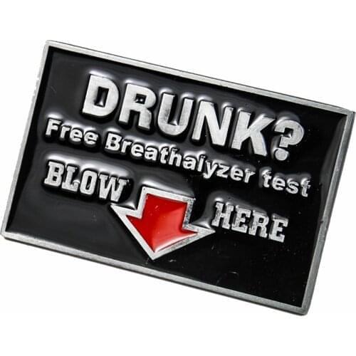 Fashion English Letter "DRUNK?" Arrow Rectangular Belt Buckle Retro Western Cowboy Style Metal Mens Casual Belt Accessories