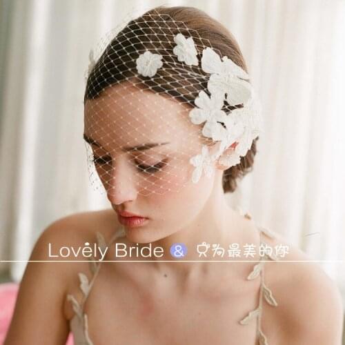 Handmade New Headdress Luxury Lace Flower Veil Short Headdress