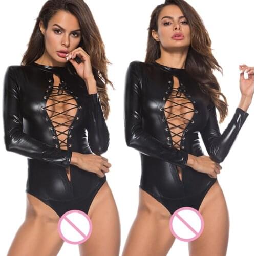 Sexy Erotic Lingerie Hot Womens Underwear Sexy PU Leather Babydoll Mini Dress Nightclub Pole Dancing Temptation Sexy Costumes