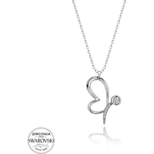 Silver 925 Sterling Swarovski Zirconia Cubic Zirconia Butterfly Pendant