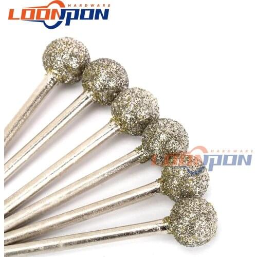 Ball Shape Diamond Coated Grinding Head Burr Jewelry Rotary Tool 46/150# 3mm-12mm