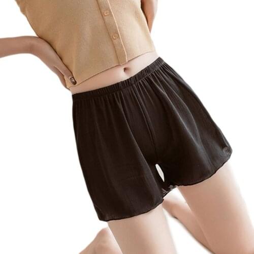 Women Plus Size Loose Security Shorts Solid Color Ruffles Hem Safety Pants Ribbed Striped Casual Home Underwear M-4XL