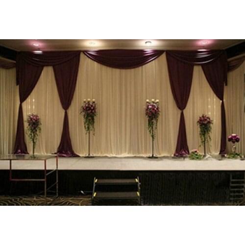 Wedding 3mx6m stage backdrop decoration background with Beatiful Swag wedding curtain B