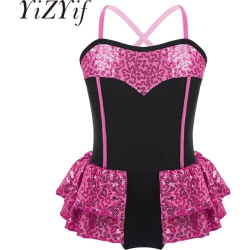 Teens Girls Leotard Ballet Dress Shiny Sequin Tutu ballet modern latin jazz dance Costumes Kids gymnastics leotards for girls
