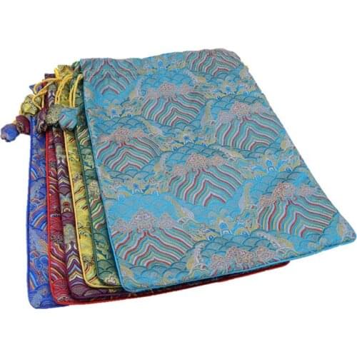 10pcs Vintage Extra Large Chinese Silk Brocade Pouches Luxury Thick Seawater Drawstring Gift Packaging Bags Travel Shoe Covers