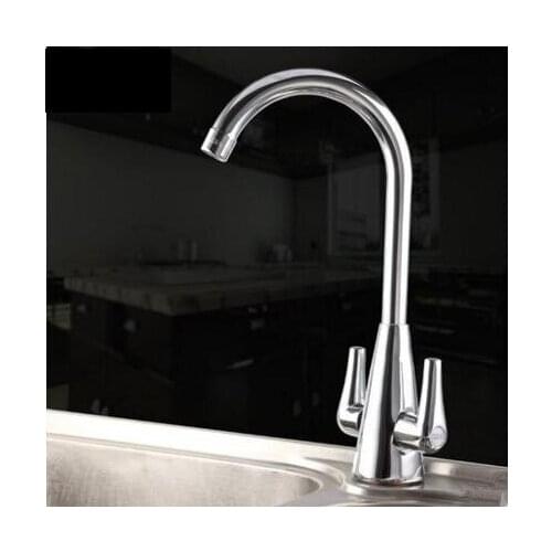 Rotated brass wash basin faucet hot and cold, Dual handle sink basin faucet mixer water,Copper kitchen dish basin faucet chrome