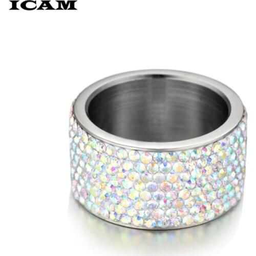 ICAM Silver Color Assembly Anel Feminino Bijoux Aneis Engagement Ring Full Paved Zirconia Jewelry Rings