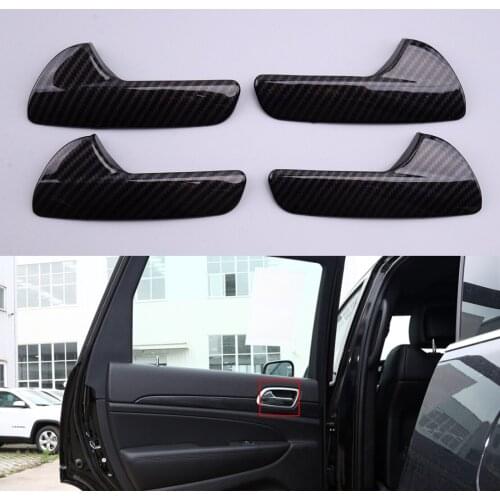 1Set ABS Carbon Fiber Style Interior Door Handle Decor Frames Covers Trims Fit For Jeep Grand Cherokee 2011 2012 2013 2014-2020