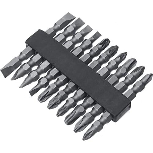 10pcs 65mm Magnetic Screwdriver Bits Kit 1/4 Inch Hex Shank PH/PZ/FL Screwdriver Bit Set Tool Repair