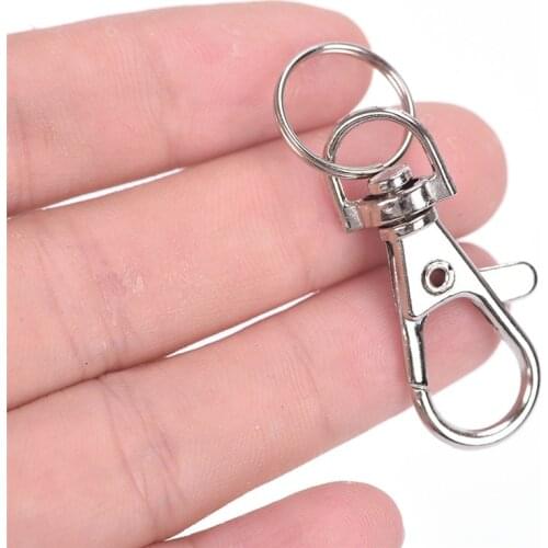 10pcs/lot Silver Metal Auto Key Chain Ring Swivel Lobster Clasp Clips Key Hooks Keychain Split Ring DIY Bag Auto