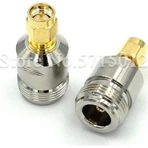 2pcs RF Coaxial Connector N Famale Head Turn to SMA Male Head Plug Adaptor SMA Pure Copper Converter N/SMA-KJ