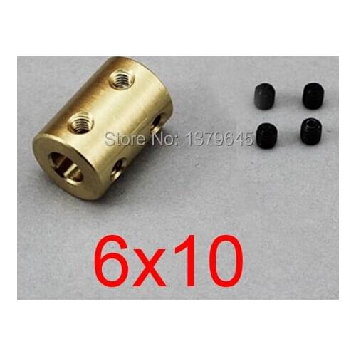 6mm to 10mm 6x10 rigid coupling CNC Motor Jaw Copper Shaft Coupling brass Coupler, model ship model airplane Motor connector