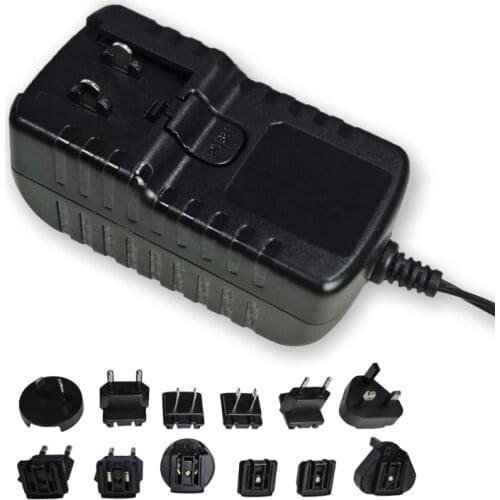 AC 100V-240V Output 12V 2A US/EU/UK/AU Changeable Plug Converter Power Supply Adapter Portable DVD/EVD Charger DC 5.5*2.1mm