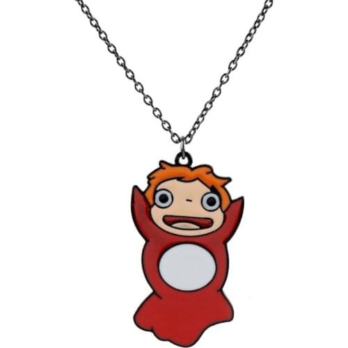 Anime Hayao Miyazaki Cartoon Necklace Ponyu Gray My Neighor Totoro Character Pendant Chain Kawaii Necklace Fans Collection Gift
