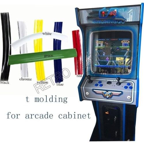 16mm /19mm width arcade t molding 32.8ft 10m length chrome/ black/ yellow plastic edge protection for mame game machine cabinet