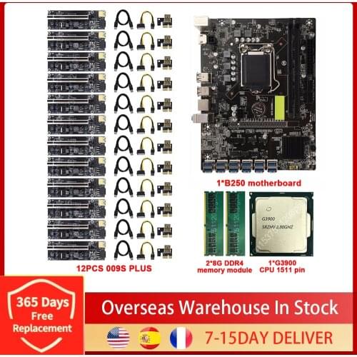 B250 BTC Mining Machine Motherboard 12 X USB 3.0 To PCI-E 16X Graphics Card Slot DDR4 Miner Mainboard For LGA 1151 CPU