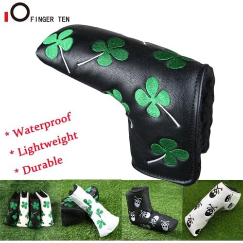 PU Leather Golf Putter Head Cover Blade Mallet Lucky Clover Skull Pattern Design Club Headcover Fits All Brands Dropshipping