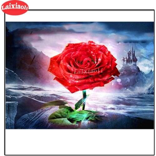 DIY diamond embroidery red rose castle full square round diamond painting cross stitch kit 5D mosaic stickers home decoration
