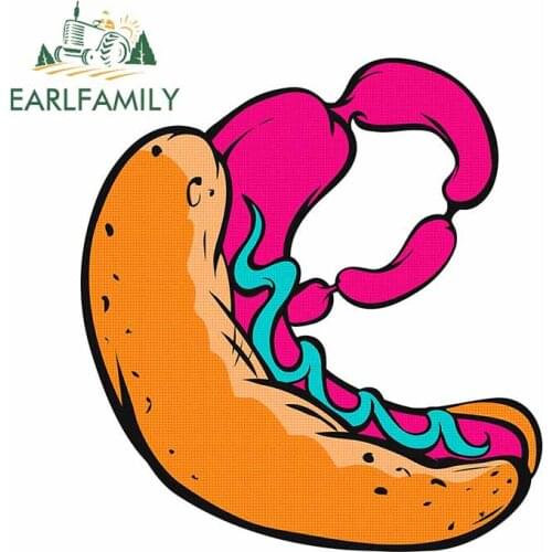 EARLFAMILY 13cm x 12cm for Hot Dog Waterproof Decal Laptop Surfboard Car Stickers Refrigerator Cartoon Windows Car Assessoires