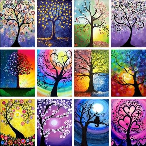 Evershine Full Square Diamond Painting Tree Cross Stitch 5D Diamond Embroidery Scenery Picture Of Rhinestones Mosaic Home Decor