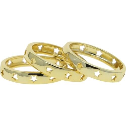 Hollow Star Signet Ring Classic Simple Minimal Engagement Band Ring For Women Gold Color Vermeil Minimal Delicate Finger Rings