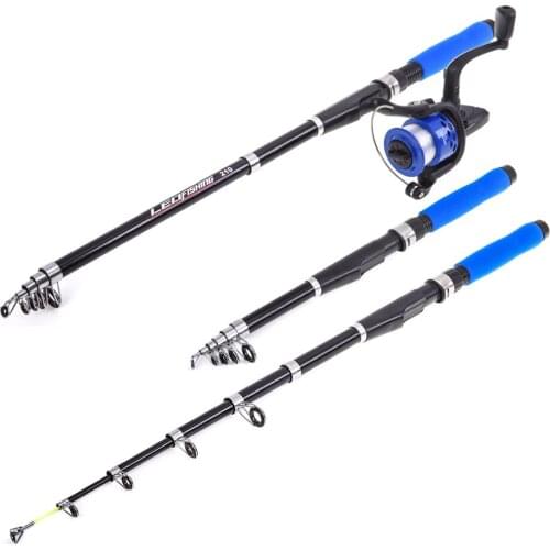 Fishing Rod and Reel Combos for Beginner Fiberglass Telescopic Fishing Rod with Fishing Tackle, Carrying Bag