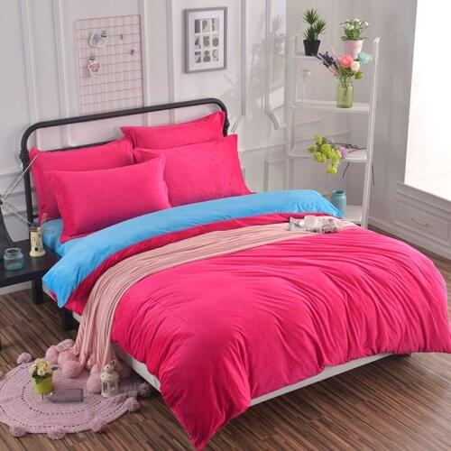 3/4pcs Quality Crystal Velvet Duvet Cover Set Home Bedding Set Solid Color 1.2m 1.5m 2m Fitted Bed Sheet Pink Customized #399