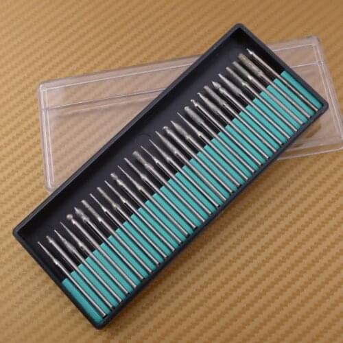 LETAOSK 30Pcs 3mm Diamond Burrs Drill Bits Shank Needle Sharp for Dremel Rotary Tool Point Grinding Carving