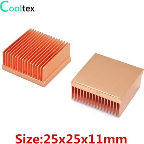 2pcs Pure Copper Heatsink 25x25x11mm mini Heat Sink Radiator for Raspberry pi Chip MOS IC 3D printer Electronic Cooling Cooler