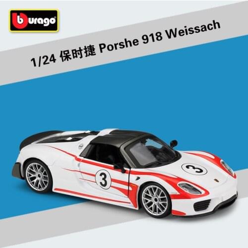 Bburago 1:24 Porsche 918 Weissach Racing Edition Simulation Alloy Car Model Collect gifts toy