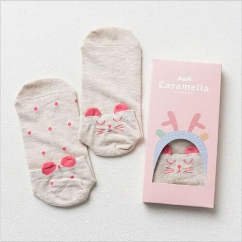 Newest Fashion Women Socks Cute Cartoon Animal Girls Cotton Spring Sox 2Dual Combination Of Socks Gift Box Hight Quality Socks