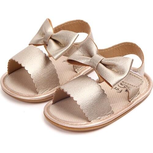 Newborn Baby Girls Shoes Summer Princess Two Colors Bowknot Fashion Soft Sole Shoes 0-18Months