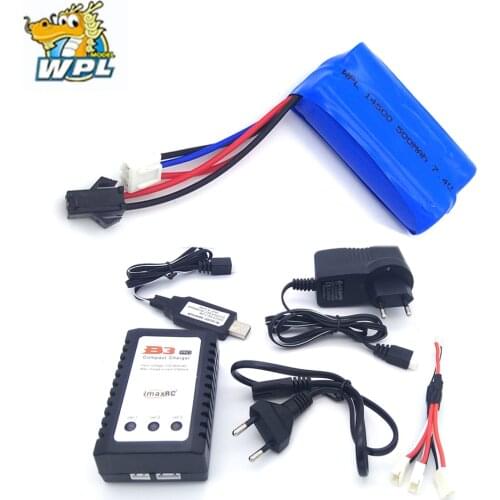 Original WPL Battery 7.4v 500mah for RC Car WPL MN45 Battery Imax B3 7.4v USB ChargerParts Accessories