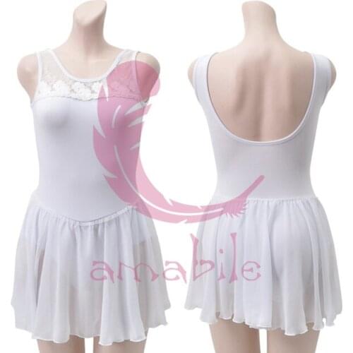 Ballet Dance Gymnastics lace collar shoulder belt short sleeve leotard dress adult one-piece dress leotard AL0305